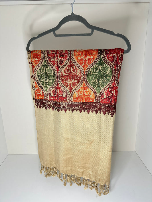 Golden Wool Embroidered Shawl